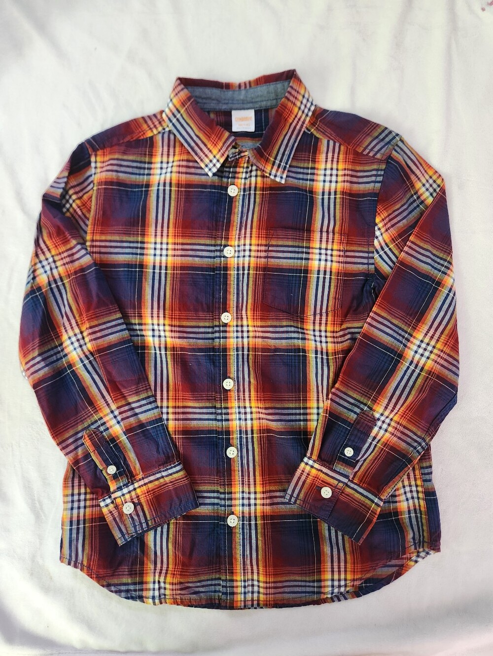 Gymboree Orange and Navy Plaid Long-Sleeve Button-Down Shirt